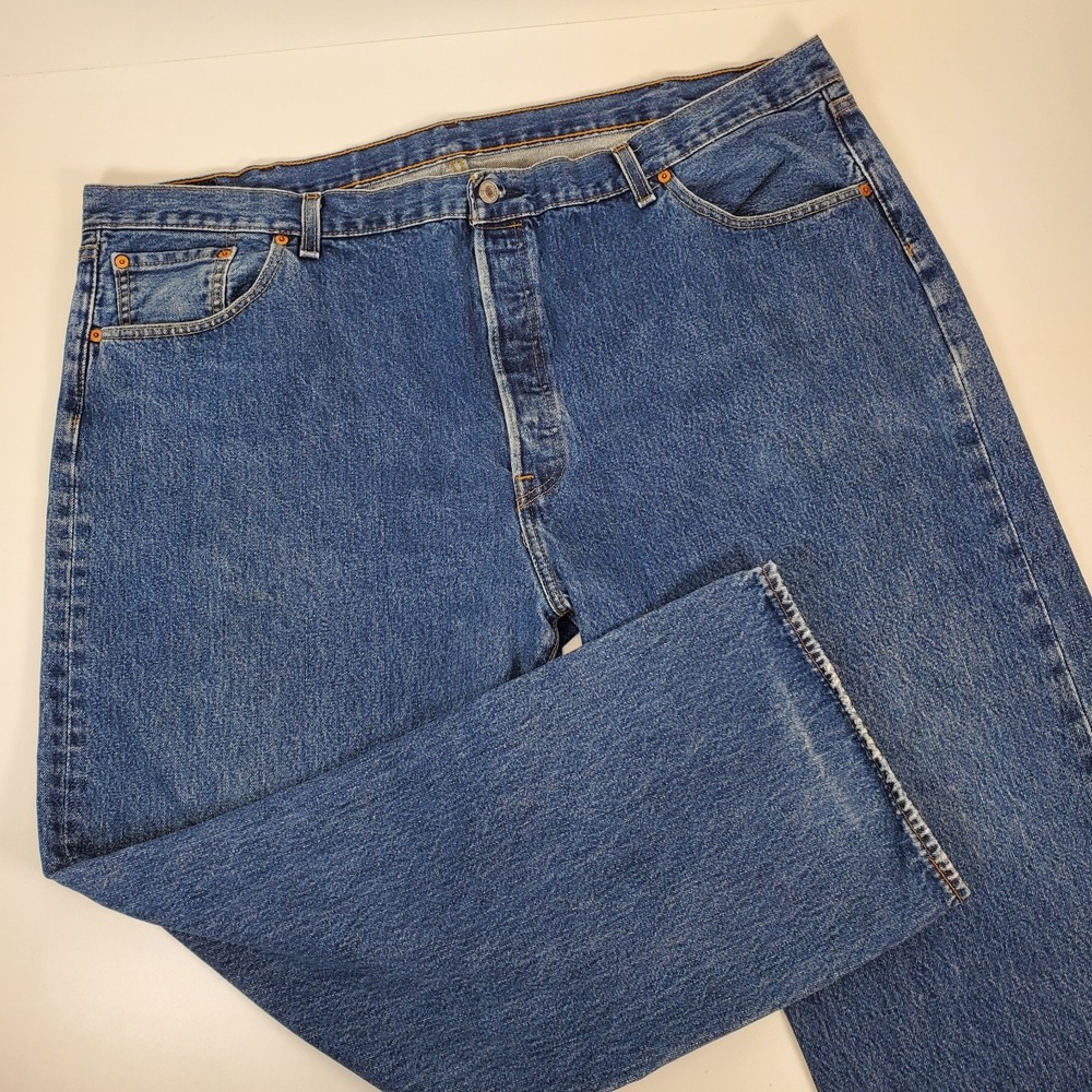 Levi's 501 Mens 48x32 Original Fit‎ 100% Cotton Button Fly Dark Wash Blue Jeans